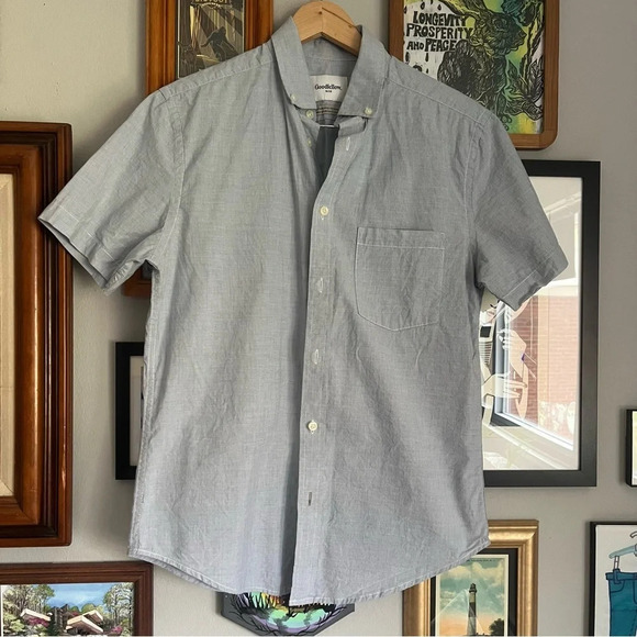 Goodfellow Blue Cotton Short Sleeve Button Up - Picture 1 of 4